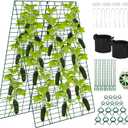 Foldable Cucumber Trellis, 48" L x 34" W A-Frame Trellis, Climbing Plants Support Raised Bed Trellis with Twist Ties & Plant Bags for Outdoor Yards Gardens