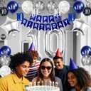3 x Silver 10th Birthday Decorations Kit with 32in Number 10 Foil Balloon, Swirl Decorations, Happy Birthday Banner & Star Foil Balloons for Tenth Birthday Party
