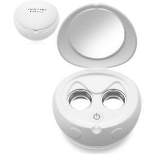 Ultrasonic Contact Lens Cleaner Rechargeable Eye Contact Cleaner with Vanity Mirror Compact Contact Lens Cleaner Support Fast Cleaning Fits Hard, RGP, Orthokeratology Lens (Upgraded Version)