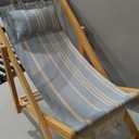 Children’s Vintage Sun Lounger Sling Chair | Wooden Frame with Canvas Fabric | Outdoor Folding Deck Chair for Kids Ages 5+ | Portable & Lightweight for Backyard, Poolside, or Beach (Skyline Stripe F)