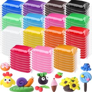 VioraWhite 144 Pcs Air Dry Clay Bulk 76 oz Mardi Gras Soft DIY Modeling Clay Kit Magic Foam Crafts for Sculpting Kids Gifts Party School Supplies for Crafts Artistic Project (Multicolor)