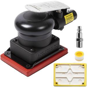 Non-Vacuum Orbital Air Sander, Mini Jitterbug Sander 3 in x 4 in 1/8 in Orbit 12,000 Max OPM with 1 Extra Hook-Loop Pad (3 x 4 in)