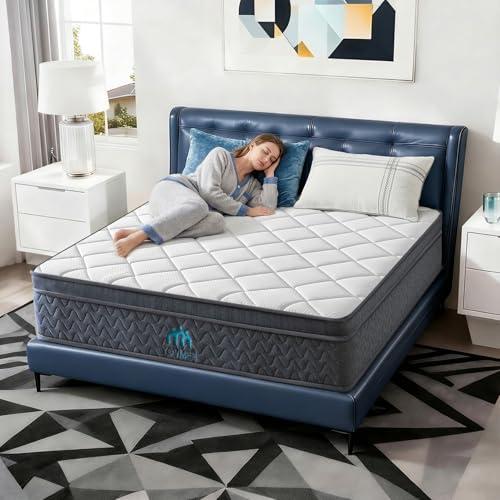 Twin Size Mattress 10 Inch, Twin Mattress in a Box for Cool Sleep Gel Memory Foam Hybrid Bed Mattresses Individual Pocket Springs, Soft&Breathable Comfort Support, Medium Firm Feel, Motion Isolation