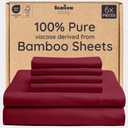Bambaw 100% Viscose Derived from Bamboo Queen Sheet Set 6 Piece, Queen Size Cooling Sheets for Hot Sleepers, Super Soft Sheets Queen Size, Deep Pockets Fits Up to 16'' Mattresses (Burgundy)