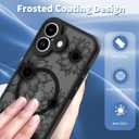 OOK Black Case Design for iPhone Air Case, Compatible with MagSafe, Cute Sunflower Floral Blooms Design Frosted Shockproof for Women Girls Magnetic Phone Cover - Black Flower