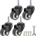 GXYY uoboeuq 1.5 Inch Swivel Caster Wheels PU 360 Degree Threaded Stem Caster Wheel M8 x 25mm, 330lb Total Load Capacity, Pack of 4