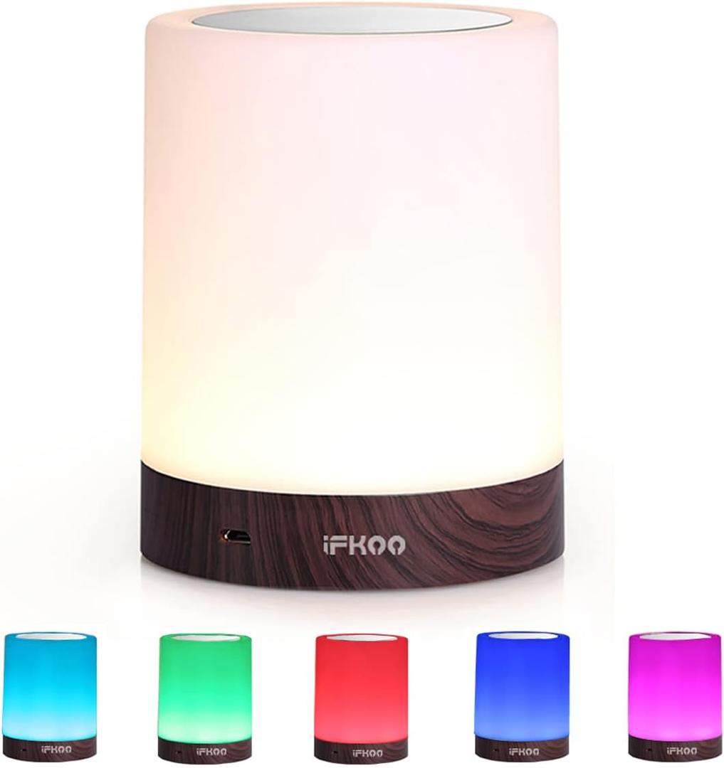 Bedside Lamp, Touch Lamp for Bedrooms, Table Lamp with Dimmable Warm Light, Rechargeable Portable Touch Sensor LED Color Changing RGB Night Light, Best Gifts for Baby, Teens, Kids Adults (Brown)