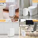 Pukomc Automatic Small Sensor Trash Can with Touchless Lid, 2.3 Gallon / 9L Smart Garbage Can, Quiet Close White Gold Waste Bin - Perfect for Kitchen, Living Room & Small Spaces