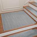 Stair Treads Carpet for Wooden Steps, Non Slip Landing Mat Rug Whit Rubber Backing, Polyester Soft Stairs Resistant Indoor Skid Runner Safety Rugs for Family, Absorbent Washable 31" x 31" Gray (2'7" x 2'7" (Oblong), Gray-dense Knitting)