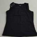 QINSEN Women's Square Neck Sleeveless Double-Layer Tank Tops Basic Tight T Shirts (Black, S)