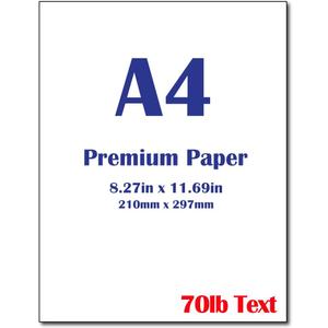 Premium A4 (8.3"x 11.7") Printer Paper - 28lb Bond / 70lb Text (105 gsm) Bright White Paper (100 Sheets)