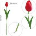 Kisflower 30Pcs Latex Tulips Real Touch Red Artificial Flowers Fake Tulips Arrangement Bouquet for Home Office Wedding Decor (Red)