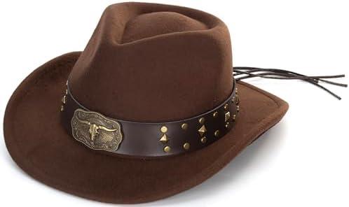 Western-Cowboy Cowgirl-Hat Kids - Vintage-Wide-Brim Felt-Fedora-Hat 3-7 T