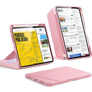 ESR for iPad Pro 11 Inch Case (M5/M4) 2025/2024, Vertical Stand Cover, Multi Stand Angles, Ultra-Stable Case with Pencil Holder, Flip Series, Pink