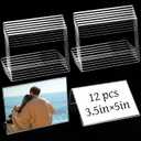 12 Pcs 3.5 x 5 Inch Acrylic Picture Frame Slant Back Sign Holders Clear Display Holder L Shaped Display Stand for Place Cards, Name Card, Wedding Signs