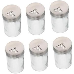 Hemobllo 6Pcs Glass Condiment Bottles with Revolving Covers Transparent Seasoning Containers for Salt Spices Kitchen Storage and Convenient