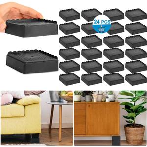 Bed Risers 1 inch, 2 inch, 3 inch, 4 inch Heavy Duty, Adjustable Furniture Riser for Table Desk Couch Sofa Chair Recliner Leg Frame Dorm, Stackable Bed Raisers Blocks (Black 8 Pack, 1+1+1 inch)