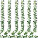 Sggvecsy 6Pcs 46.5Ft Artificial Rose Vine Fake Flower Garland Floral Garland Faux Silk Hanging Vine Rose Ivy Vines for Wedding Arch Party Wall Garden Ceremony Background Outdoor Decor (White)
