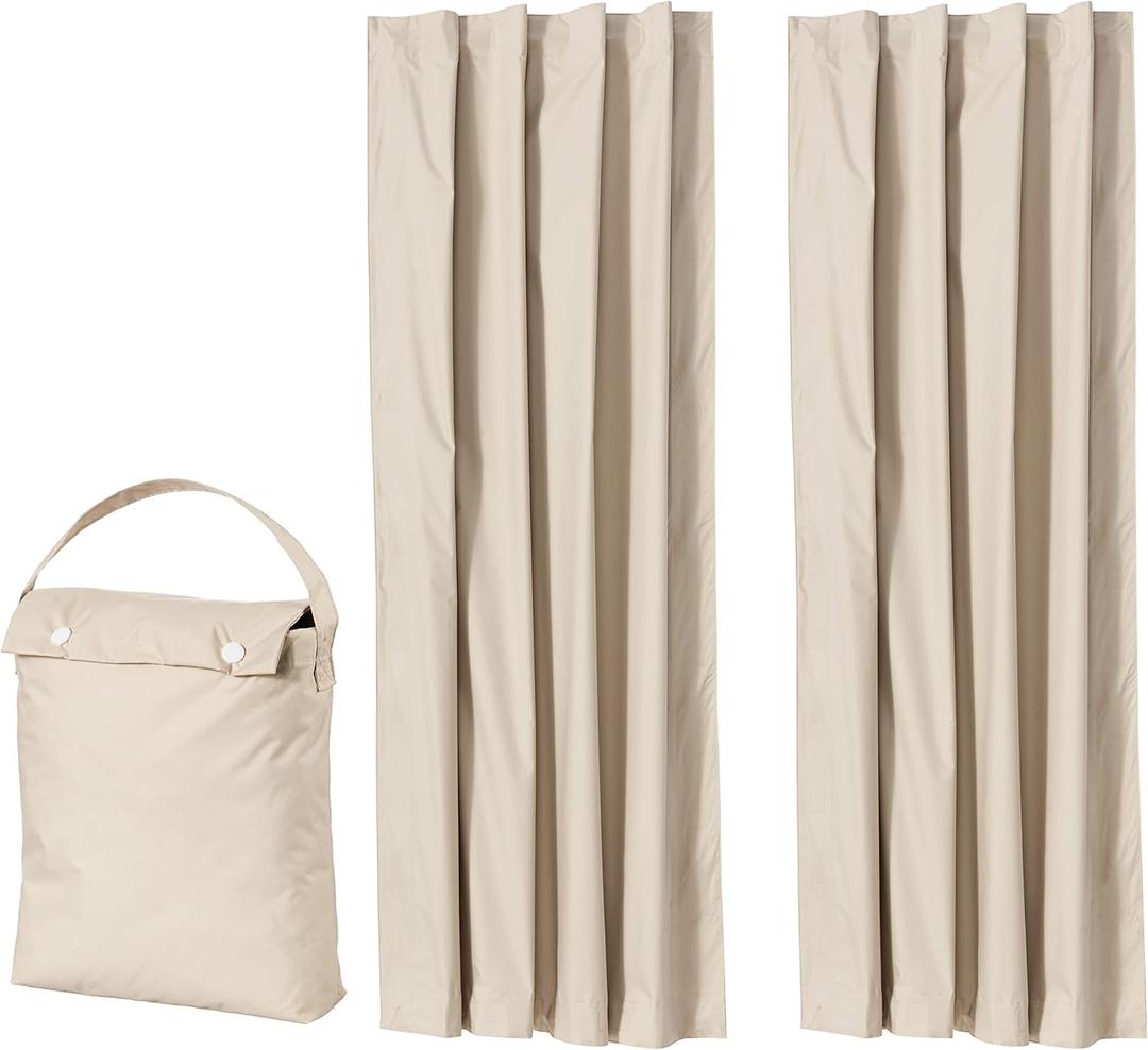Amazon Basics Portable Blackout Curtain Shade with Suction Cups, 50" x 78", 2-Pack, Beige