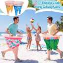 21 Pcs Hawaiian Luau Party Game Set, 4 Summer Theme Giant Granny Pants with 1 Pump 12 Beach Balls & 4 Funny Tropical Palm Flamingo Glasses, Outdoor Tossing Activity for Family Adults