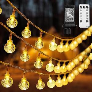 BAILONGJU Globe String Lights 49.2 Feet 100 LED, Plug in Crystal Fairy String Lights with Remote Timer, 8 Modes Indoor Outdoor Hanging Globe Lights for Wedding Bedroom Classroom Patio Garden