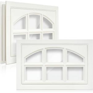 Tandefio 2 Pcs 20-7/8" x 13-3/4" Garage Door Windows, Replacement Vinyl Pane Inserts Kit with UV Resistant Resin Glass for Exterior Garage Door Windows Inserts, Beige (House Shaped)