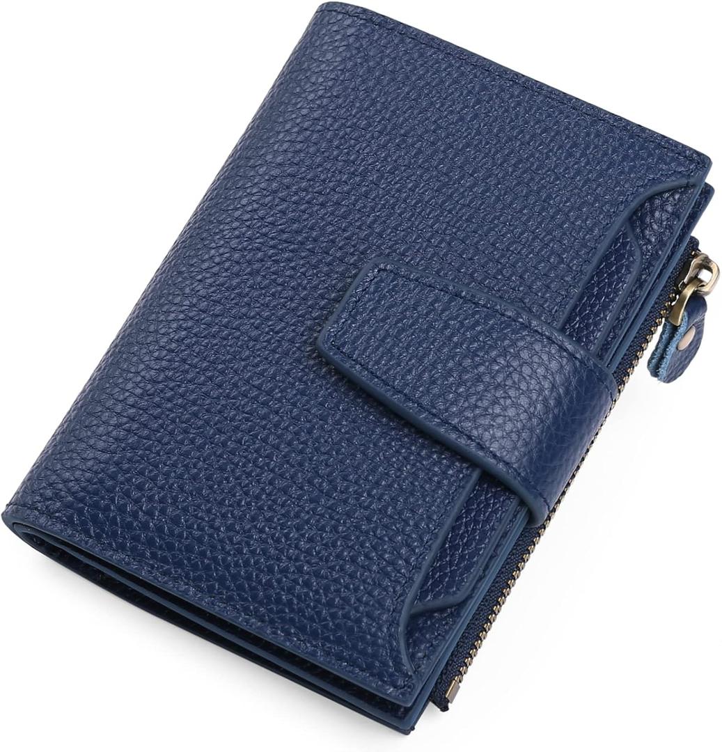 Falan Mule Women's Royal Blue Leather Wallet with RFID Blocking, Card Holders, and Coin Pouch