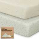 2-Pack Waterproof Crib Sheets for Boys, Girls - 52x28 Fitted Organic Cotton Baby Crib Sheets, Toddler Mattress Protector Cover, Washable, Soft & Durable Baby Bedding Essentials (Pine Grove)