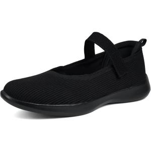 Women's Wide Toe Waterproof Chelsea Orthopedic Boots Ankle Slip on Booties Low Heel Comfortable Flat Lightweight Walking Boots (8.5 Wide, Black Mary Jane Flats)