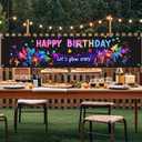 2 x Nuxovilar Neon Glow Happy Birthday Banner with Floral & Star Design, 78.7"x17.7" Bold Colorful Party Decorations Backdrop for Indoor Outdoor Celebrations, Parties & Events (UJ00652)