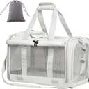Cat Carrier and Dog Carrier is Designed for Pets Weighing up to 16 lbs.Soft-Sided,Durable and Collapsible Travel Carrier,Breathable Mesh for Ventilation,Adjustable Shoulder Strap for Comfort (New upgrade Beige)
