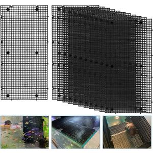 Plastic Egg Crate Grip Panel Fish Tank Divider Aquarium Divider Filter Bottom Fish Tank Isolation Board Egg Crate Tray (Black, 12pcs 11.8X5.9 Inch with 0.15 Inch Hole)