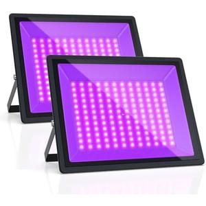 150W UV Black Light, 2 Pack Powerful IP66 Waterproof LED Lamps for Neon Glow Party, Halloween, Christmas Decor and Art Displays in Large Space (150W (2 Pack))