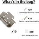 Decobasics 10 Pack 1/2" Overlay Brushed Nickel Cabinet Hinges for Cabinet Doors (5 Pairs)  Self-Closing Semi-Wrap Face Frame Hinges for Cupboard & Kitchen Doors w/Screws & Quiet Bumpers