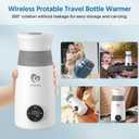 Portable Milk Warmer & Mixer, Cordless Travel Bottle Warmer for Breastmilk, Formula or Water, 10 oz Big Capacity, Big Battery Capacity for Journey, Calienta Biberones Porttil (white)