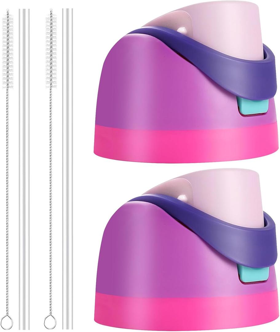 2 Pack Replacement Lid for Owala Freesip Water Bottle, Compatible with Owala Lid and Cap 16oz 24oz 32oz 40oz, Cup with Straw Brush, for Owala Accessories Leak-Proof,BPA-FreePurple