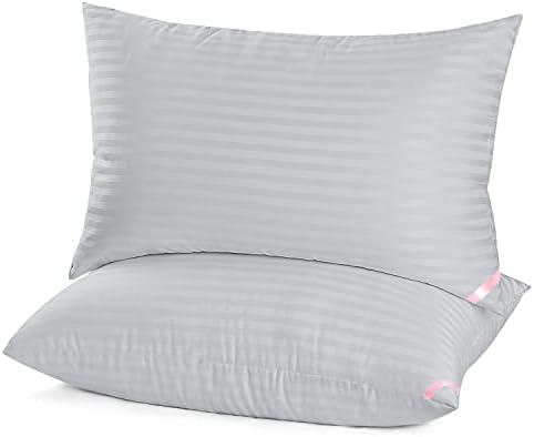 EIUE Bed Pillows for Sleeping 2 Pack Queen Size, Pillows for Side and Back Sleepers, Super Soft Down Alternative Microfiber Filled Pillows, 20 x 12 Inches, Grey