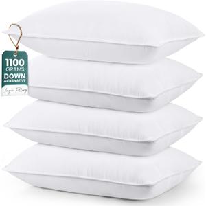 Utopia Bedding Bed Pillows for Sleeping (White), Queen Size Set of 4, Hotel Pillow, Cooling Pillows for Side, Back or Stomach Sleepers