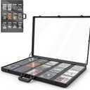 16"x12" Aluminum Card Display Case with Lock, Customizable Foam Insert & Glass Tabletop Showcase for Collectible Trading Cards, Jewelry Storage for Trade Shows