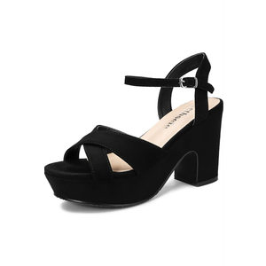 Women's Platform Wedges Heels Sandals Suede Block Chunky High Heel Ankle Strap Open Toe Comfortable Wedding Party Dress Pump Sandal 37