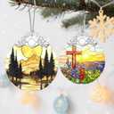 Stained Glass Ornament, Christmas Ornaments, Christmas Decorations for Tree, Holiday Ornament, Gifts for Nature Lovers, Holiday Party Gifts, Gift Ideas & Xmas Gift - Mountain Sunset