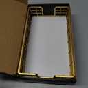 Wican Guest Towel Holder Tray for Bathroom, Oak and Iron Napkins Holder for Powder Room Dinning Table Wooden Basket for Disposable Paper Hand Towels Gold and White (9.06 x 5.51 x 2.56 inchs)