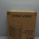 SYNCVIBE Slim Bathroom Trash Can with Lid Stainless Steel Garbage Can Soft Close Step Trash Bin with Removable Inner Bucket for Bedroom, Office, Kitchen (Matt Black, 3.5 Gallons)