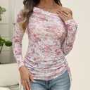 CiCiBird Womens 2025 Fall Off Shoulder Tops Long Sleeve Floral Mesh Shirts Trendy Going Out Outfits (M)