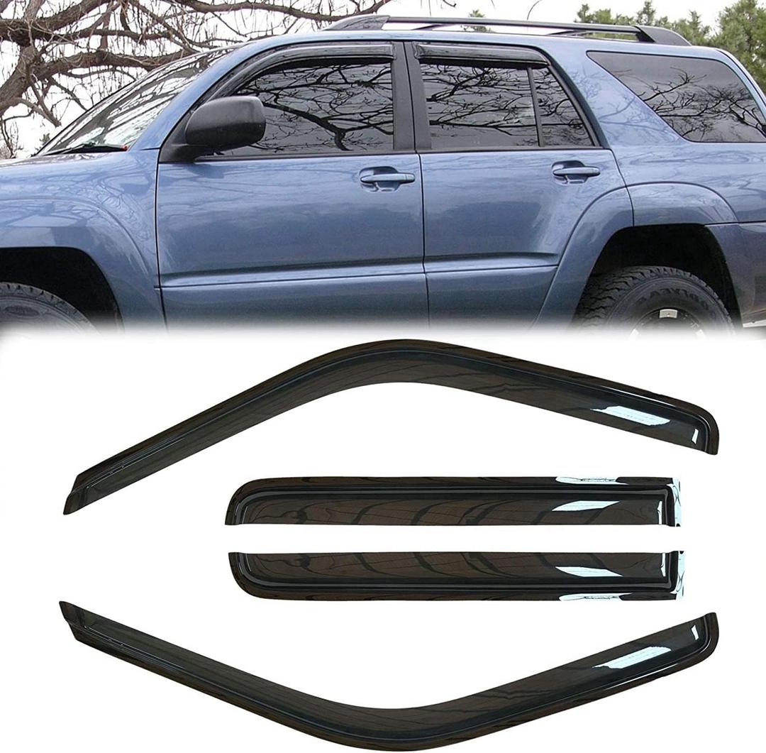 Original Side Window Wind Deflector,4pcs Out-Channel Tape-On Nice Sun Rain Guards Set,Window Visor fit for 2003-2009 Toyota 4Runner N210 xp 94924 (2003-2009 4Runner N210)