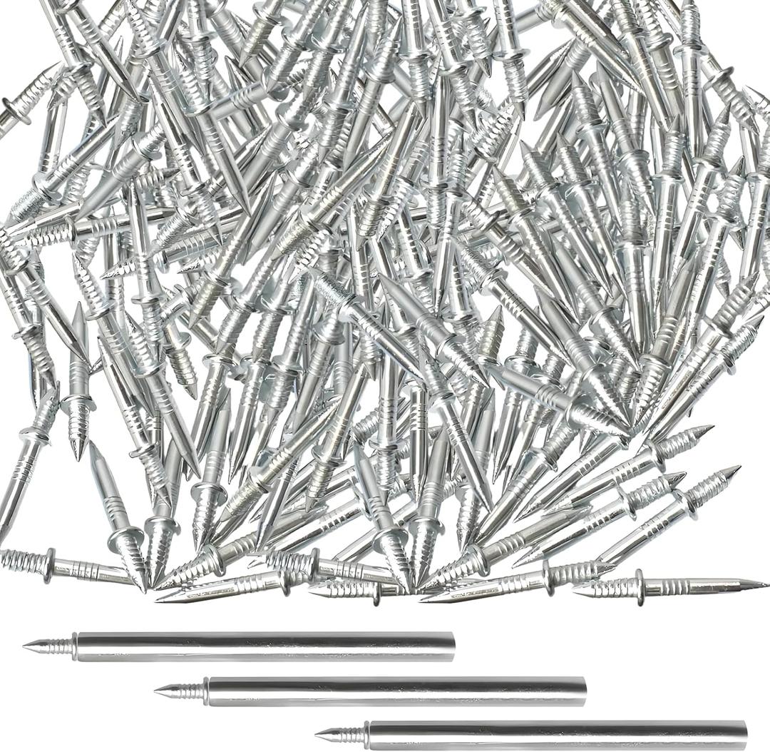 300PCS Double-Head Skirting Thread Nail, Invisible Screws & Specific Sleeve Tool, Hidden Nails for Trim, Double Sided Nails for Seamless Skirting Thread with Solid Wood Baseboard