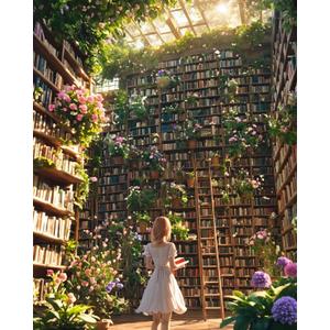 2 x Book Paint by Numbers Kit for Adults Beginner Flowers Oil Painting Kit Adult Paint by Number Kits on Canvas DIY Painting by Numbers for Beginners Book Lover Gifts Home Wall Decor 16x20 Inch, 16x20Inch Frameless