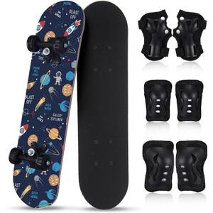 Honoson 7 Pcs Skateboard Kids Set
Skateboard for Beginners Kids Age 2-6, 8-10, Small Skate Board for Boys Girls, Teens, Children, Compelete Safety Gear