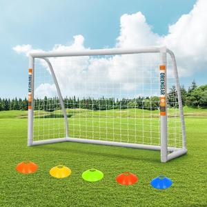ORIENGEAR 6 x 4 FT Soccer Goals for Backyard, Portable PVC Soccer Goal with 68mm Frame, PE Net, Carry Bag, Ground Stakes, Tool-Free Setup for Kids, Youth, Park, School and Shooting Practice