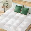 Queen Mattress Topper for Back Pain Relief, Extra Thick Pillow Top Plush Mattress Pad with Deep Pocket, Soft Pillowtop Queen Size Bed Toppers Filled Fluffy Down Alternative, White